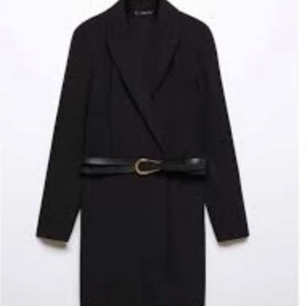 Mango Black Belted Dress